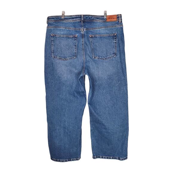 Sezane Le Crop Jeans High Rise Wide Leg Cropped Blue Denim Wash 48 US 16 - Picture 3 of 9